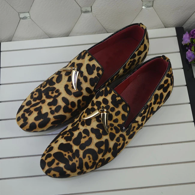 Туфли мужские леопардовые без застежек с блестками | Обувь