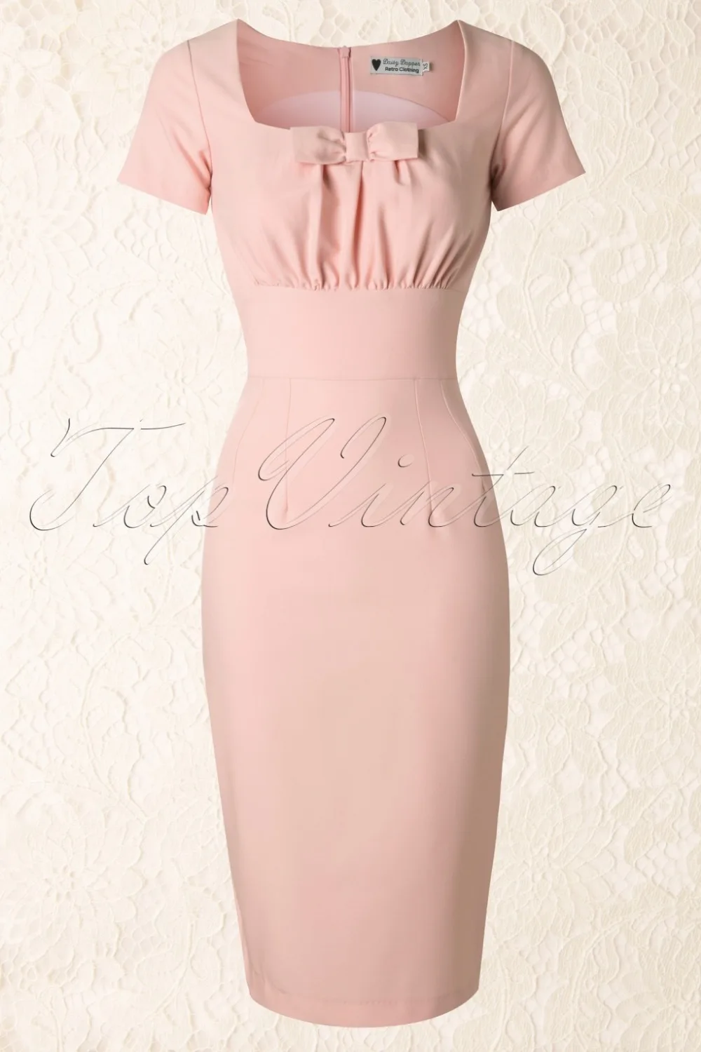 Женское винтажное платье карандаш в стиле 50 х годов розовое офисное с квадратным