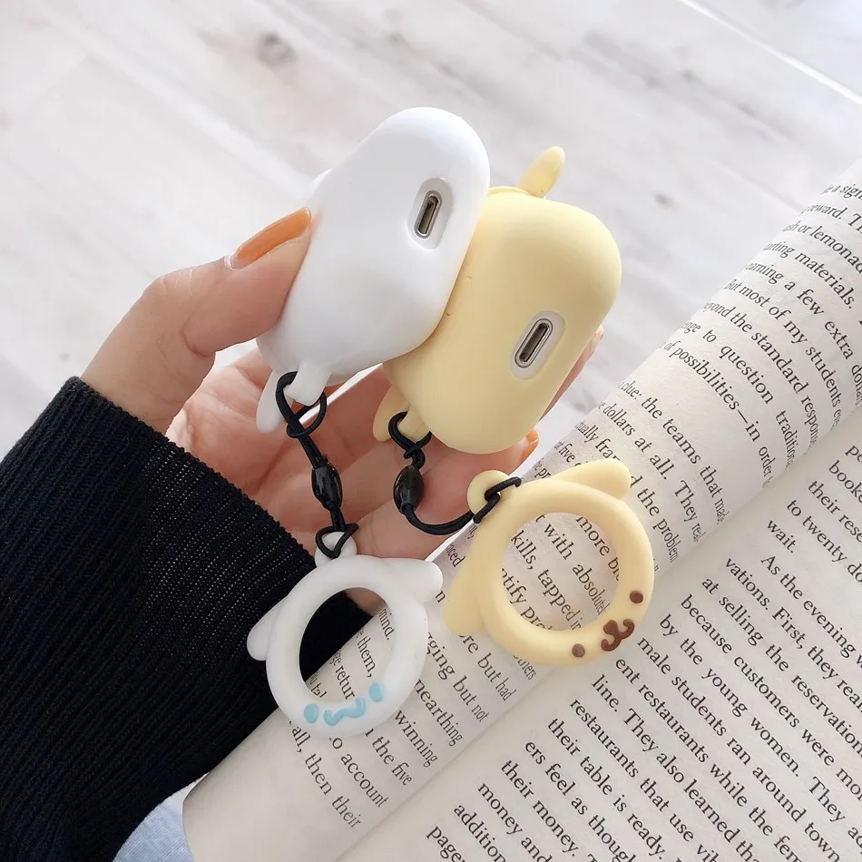 Чехол для AirPods с милым мультяшным рисунком Cinnamoroll Melody Purin, чехол для наушников s для Apple Airpods, защитный чехол с кольцом на палец