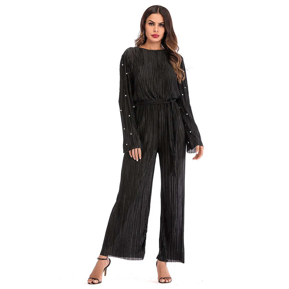 Женский мусульманский комбинезон элегантный длинный с широкими штанинами и