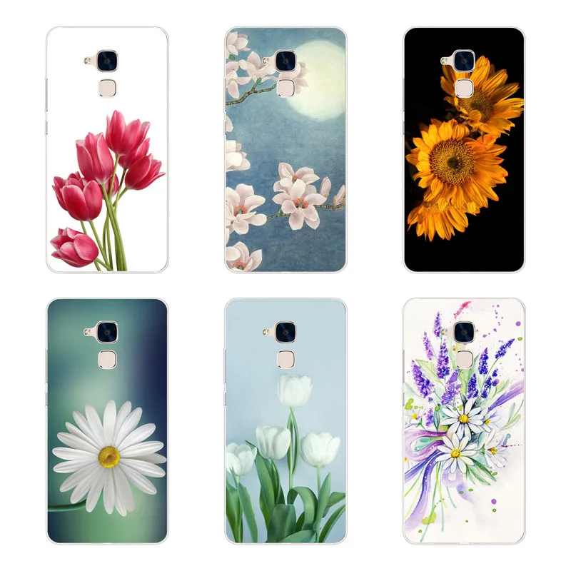 huawei honor 7 lite Case Silicon flowers Painting Soft TPU Back Cover for Protect Phone cases shell |