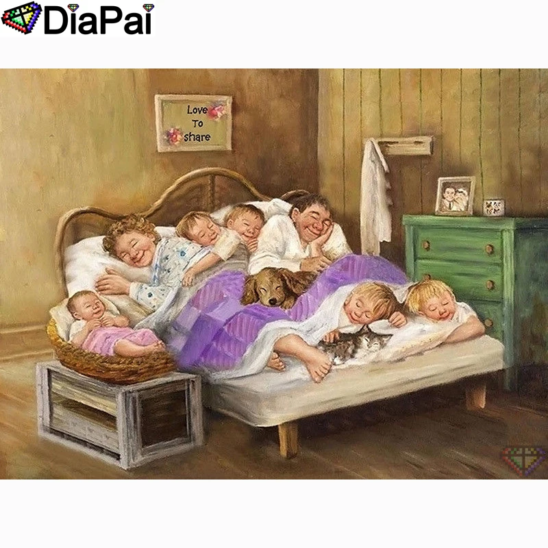 DIAPAI искусство 5D DIY Алмазная картина &quotСемья спящий пейзаж&quot картины бисером