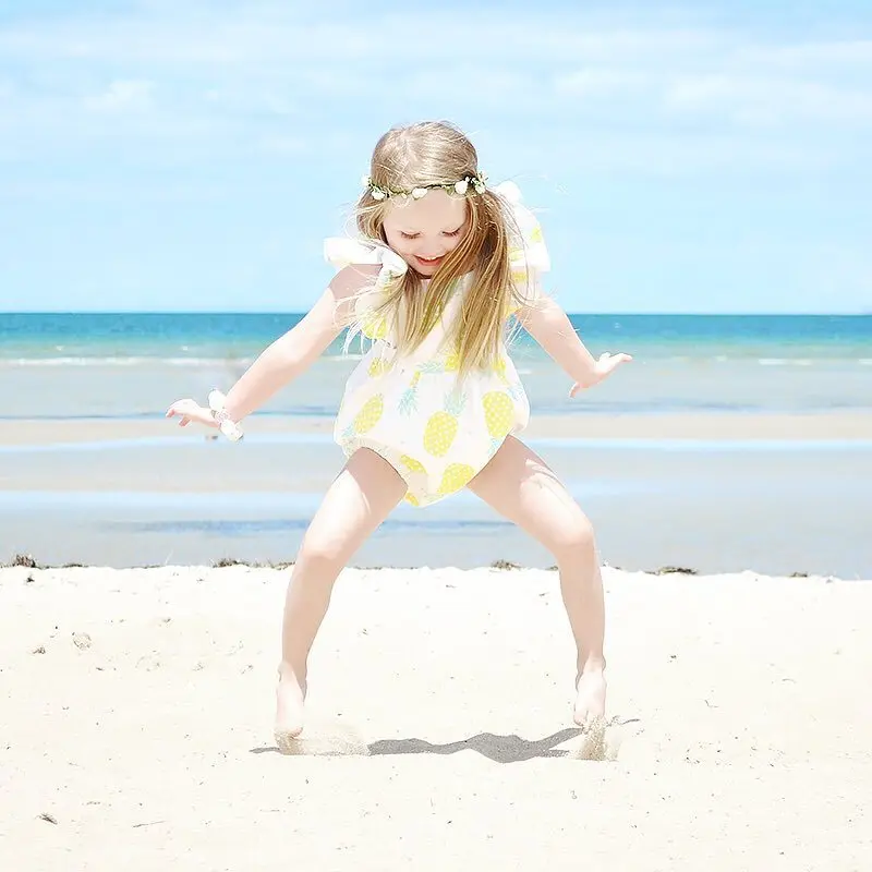 2018 Симпатичные малышей ананас флаттера рукава боди для маленьких девочек летние