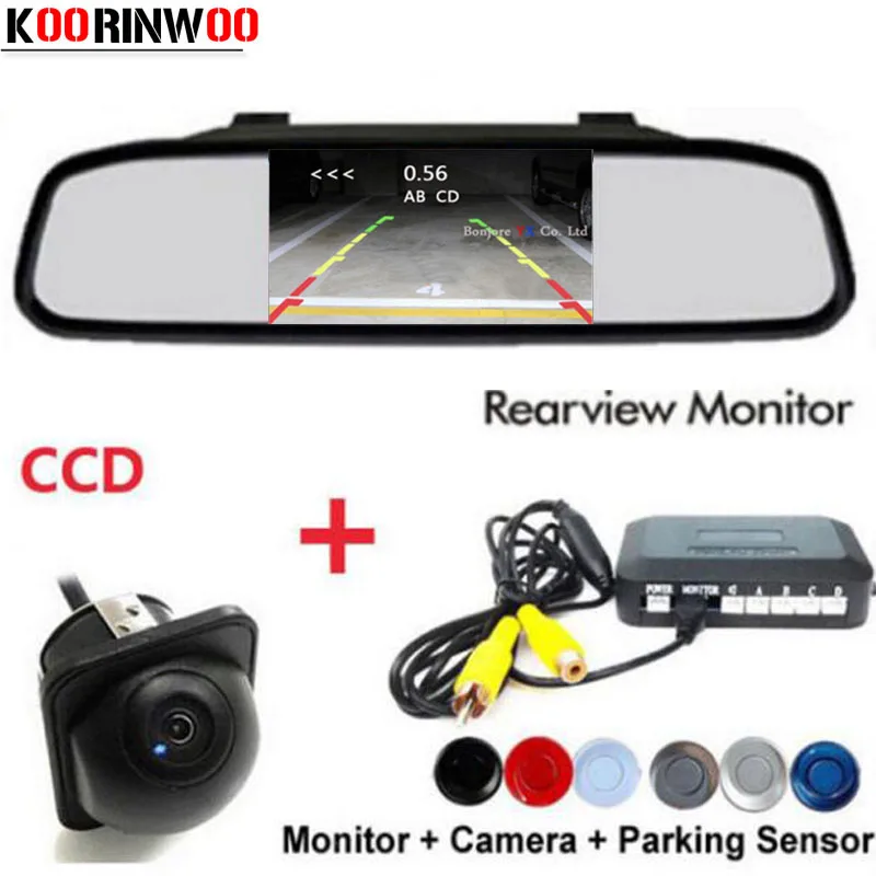 Koorinwoo ثنائي النواة CPU وقوف السيارات مجسات إنذار الجرس مرآة خلفية الرادار سيارة كاميرا الرؤية الخلفية سيارة كاشف باركترونك رصد