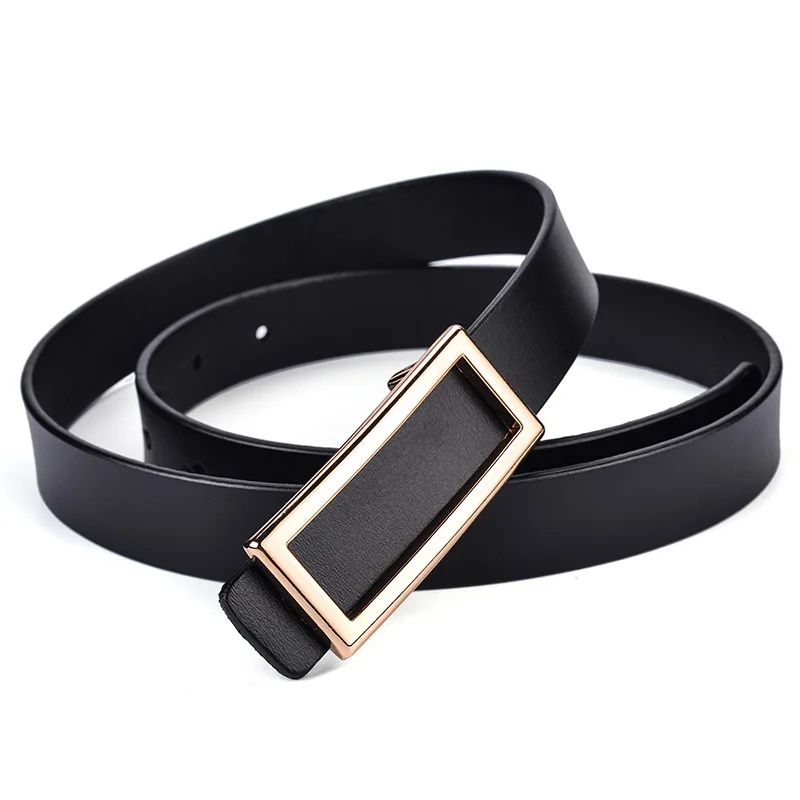 Gold buckle black Брендовый женский ремень из натуральной кожи для джинсов, золотой, серебряный ремень с пряжкой, высокое качество, повседневный пояс, Модный женский ремень, pasek damski - Цвет: Gold buckle black