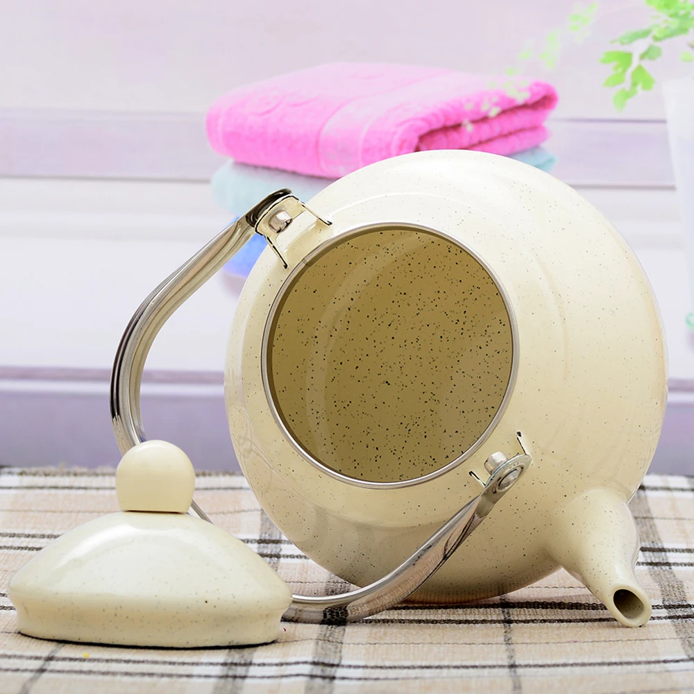 2.5L оттенок слоновой кости Эмаль горшок традиционная стальная ручка груша форменный горшочек утолщенная вода чайник электромагнитная печь газовый горшок