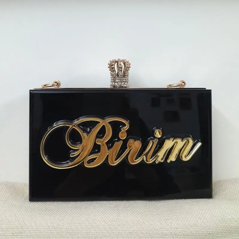 D crown black YENS ручной работы Bling акриловый клатч на заказ имя клатч вечерние сумки Свадебная сумка для невесты доступны различные цвета - Цвет: D crown black