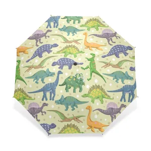 Мультяшный Зонт с рисунком динозавра, детский крутой персонализированный портативный тройной складной зонт от дождя