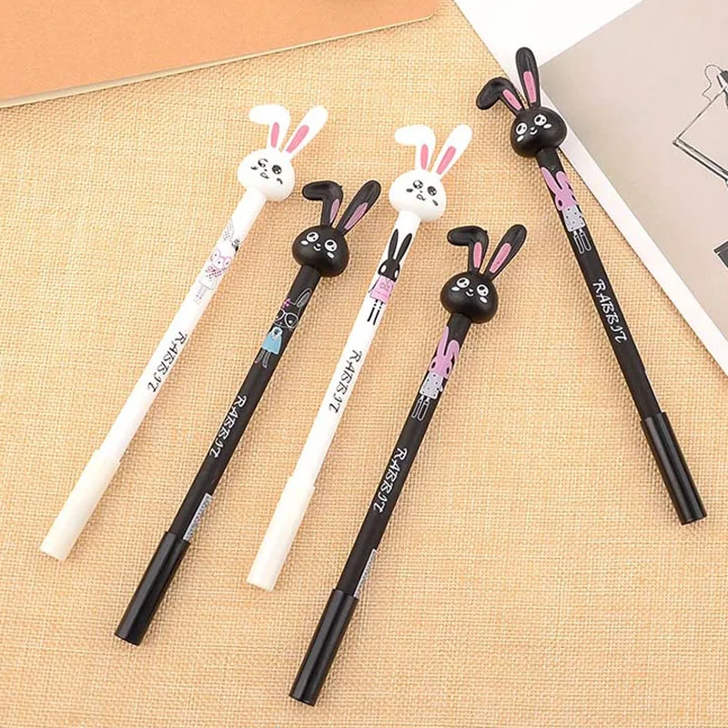 Гелевая ручка с длинными ушами для девочек 4 шт./лот черная чернилами 0 38 мм