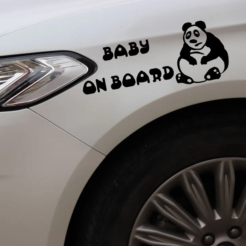 YJZT 16.4X6.7CM Fat Panda BABY ON BOARD Fashion Cartoon Car Sticker Rear Windshield Decoration Decal C25-0282 | Автомобили и