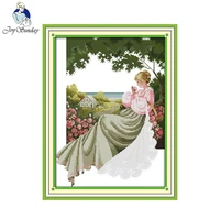 joy sunday a rose garden counted cross stitch 11ct 14ct diy printed cross stitch kits for embroidery home decoration needlework