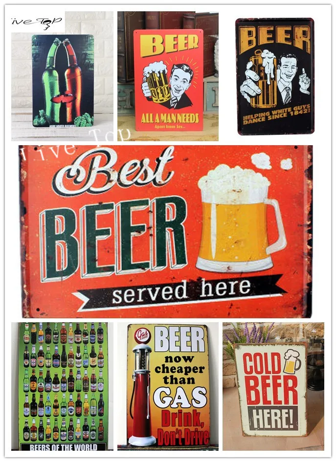 [Живая Стена Книги по искусству] лидер винтажный паб знак Лучшее пиво тема бар