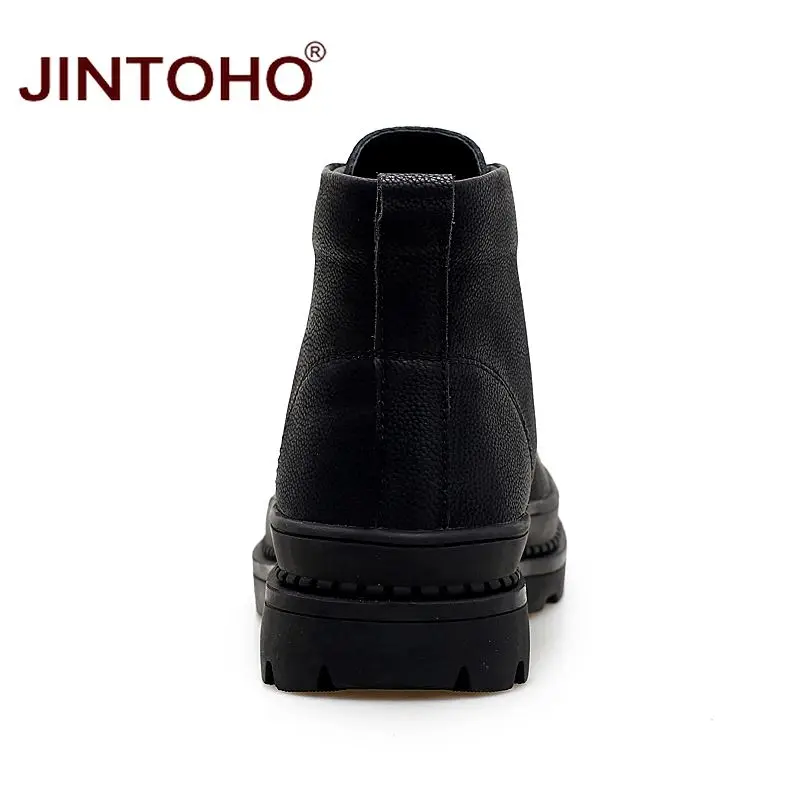 Ботинки JINTOHO мужские из натуральной кожи теплые зимние сапоги резиновая обувь