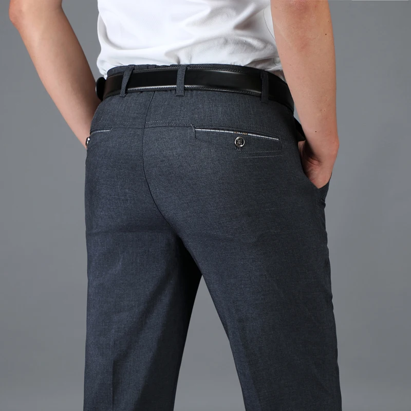 Брюки мужские тонкие повседневные свободные прямые деловые штаны с высокой