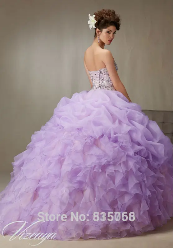 Лаванда Розовый Милая Бальное платье Из Органзы Паффи Принцесса vestidos дебютанток