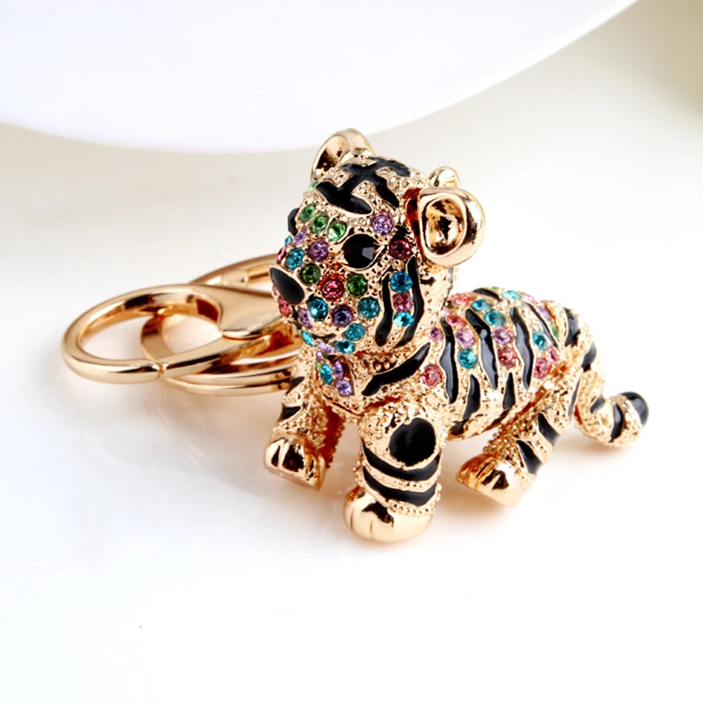 Брелок с тигром Красочные Творческие для ключей со стразами сумочка кошелек