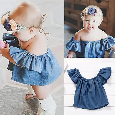 Новые модные джинсовые повседневные топы для девочек футболка с короткими