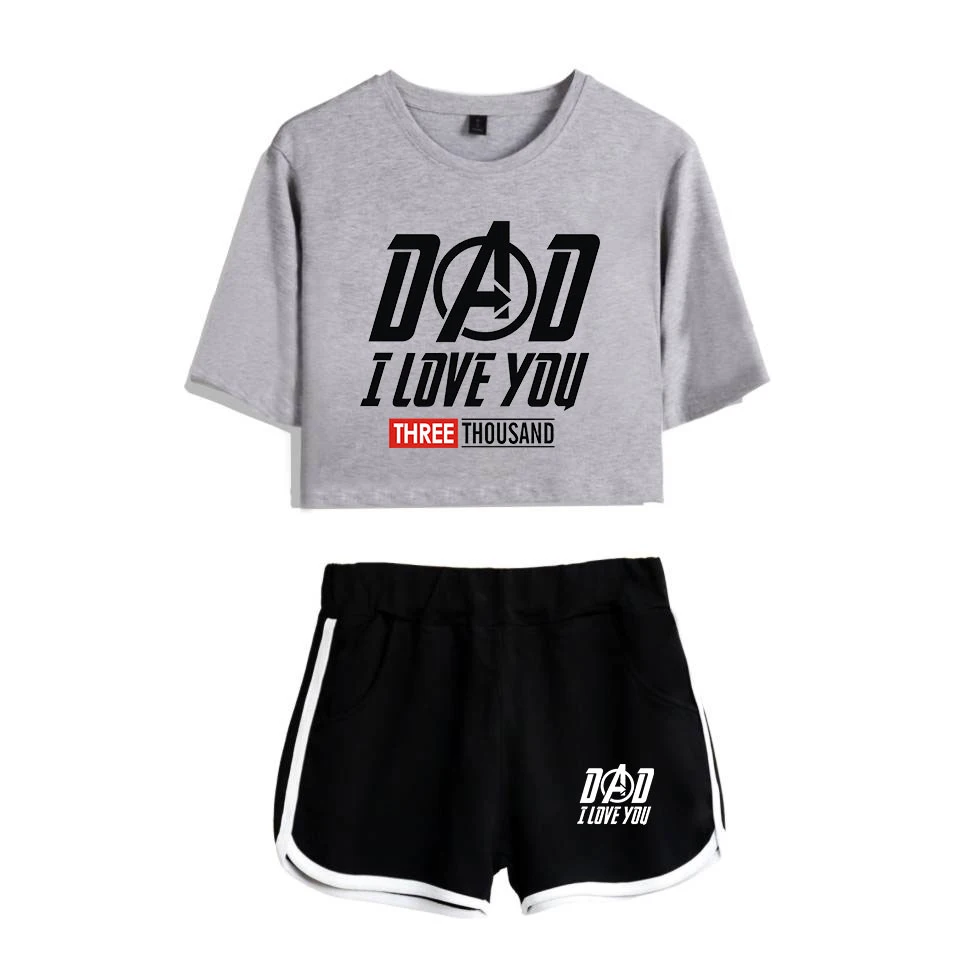 I Love You 3000, комплект из двух предметов, женские летние футболки в стиле Харадзюку, укороченный топ, сексуальный спортивный топ для фитнеса,, 2 шт., Endgame