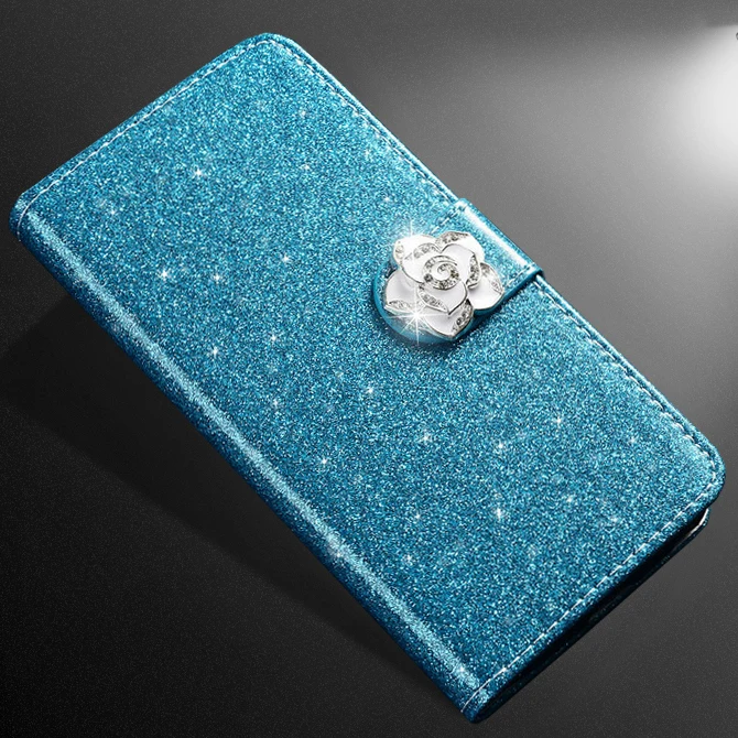 Blue Camellia ZOKTEEC Высокое качество Горячая Распродажа Модный сверкающий чехол для HOMTOM S16 HT7 HT17 HT27 HT30 HT37 Чехол-книжка с бумажником - Цвет: Blue Camellia
