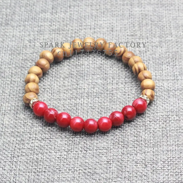 Новинка 2016 браслет из натуральных деревянных бусин для мужчин и женщин камень