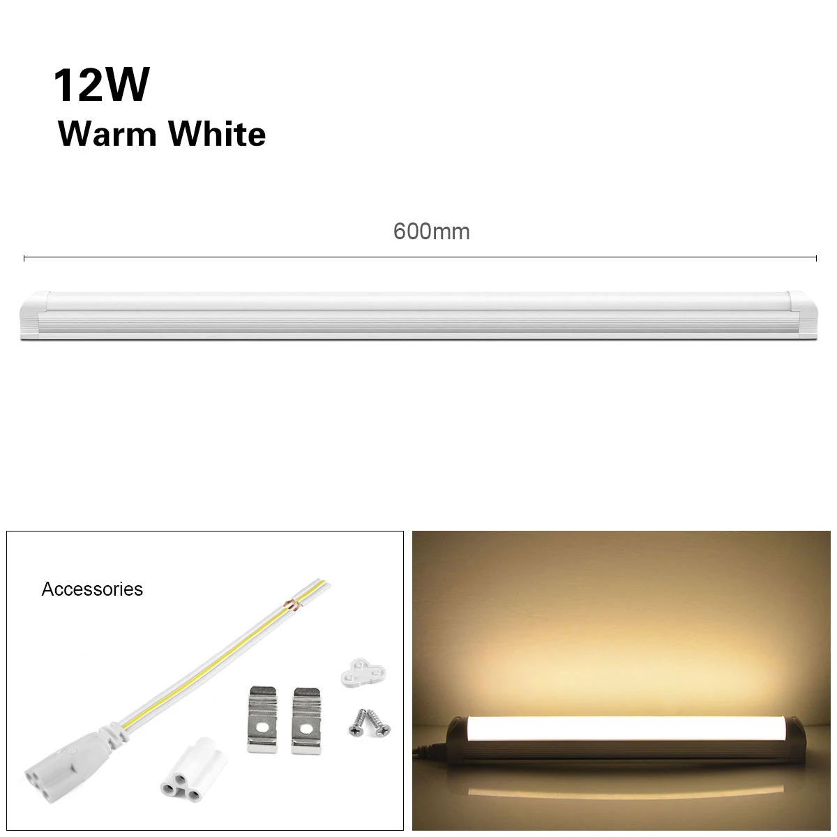 12W 60CM Warm White T8 светодиодная подсветка под шкаф трубки светильник лампочка 220V 8 W/12 W белый/теплый ежедневно лампочка внутреннего освещения 2835SMD высокий яркий светодиодный настенный светильник - Цвет: 12W 60CM Warm White