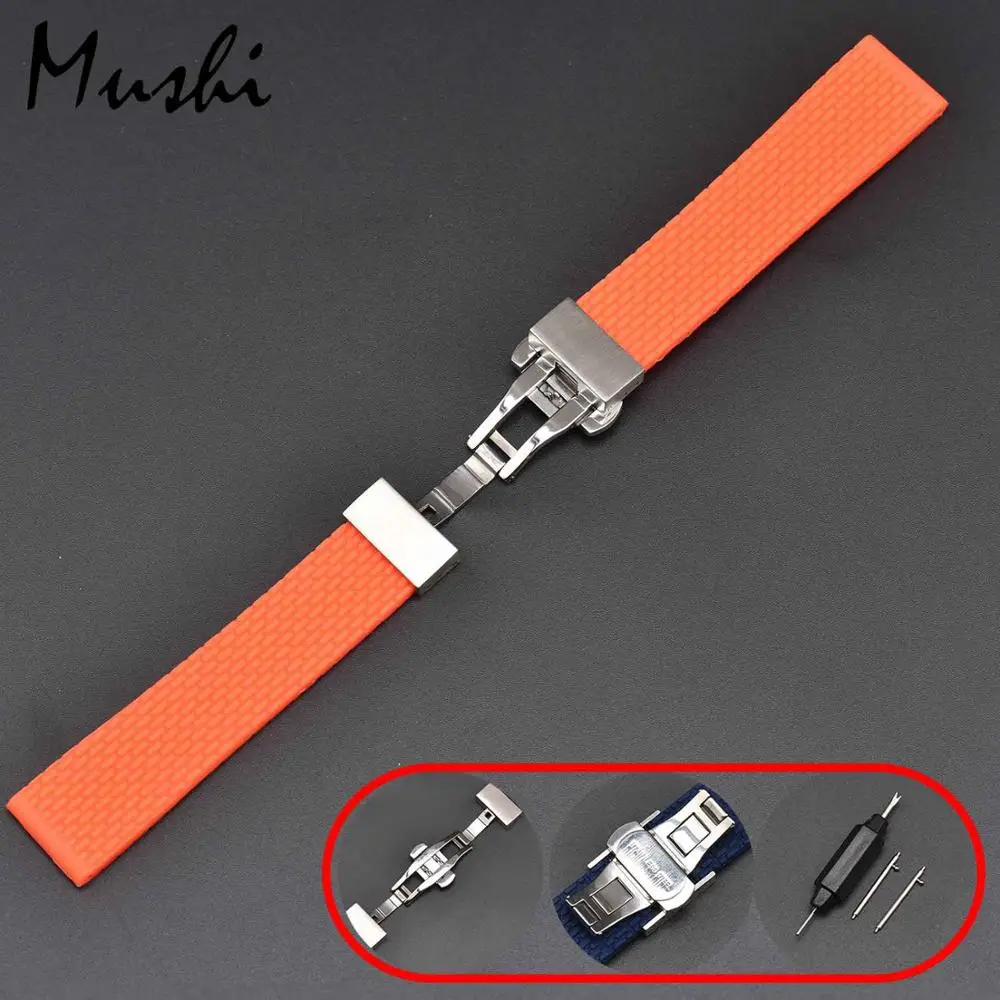 LS4 Orange MS силиконовый ремешок для часов Diver, ремешок для часов, резиновый ремешок для часов с застежкой для часов 18 мм 20 мм 22 мм 24 мм ремешок для часов - Цвет ремешка: LS4 Orange