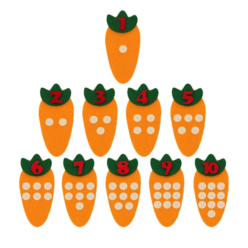 

1-10 Montessori Educational Toy Non-woven Children Puzzle Handmade DIY Math Toys Kindergarten Carrot Match Digital Teaching Aids
