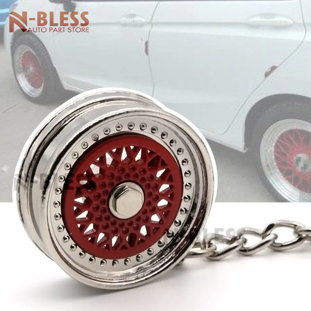 Брелок JDM для автомобильных колес 1 шт. вращающийся дизайн красный обода колеса