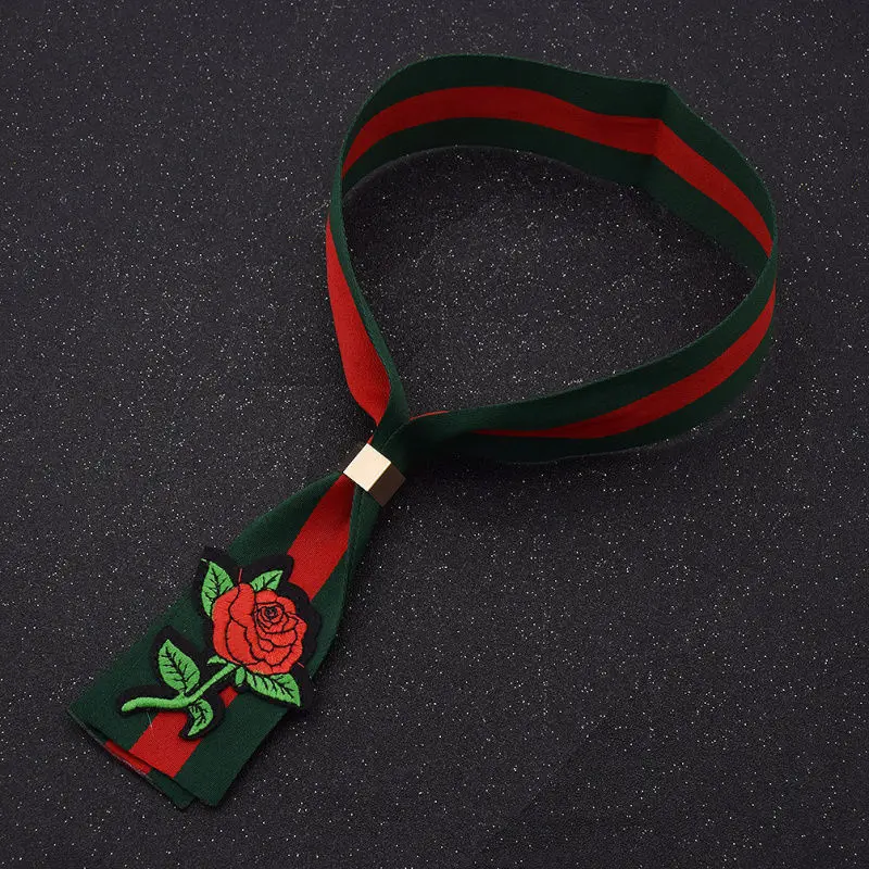 Hirigin 2017 сексуальный женский галстук-бабочка из ленты mbroidery цветок розы чокер
