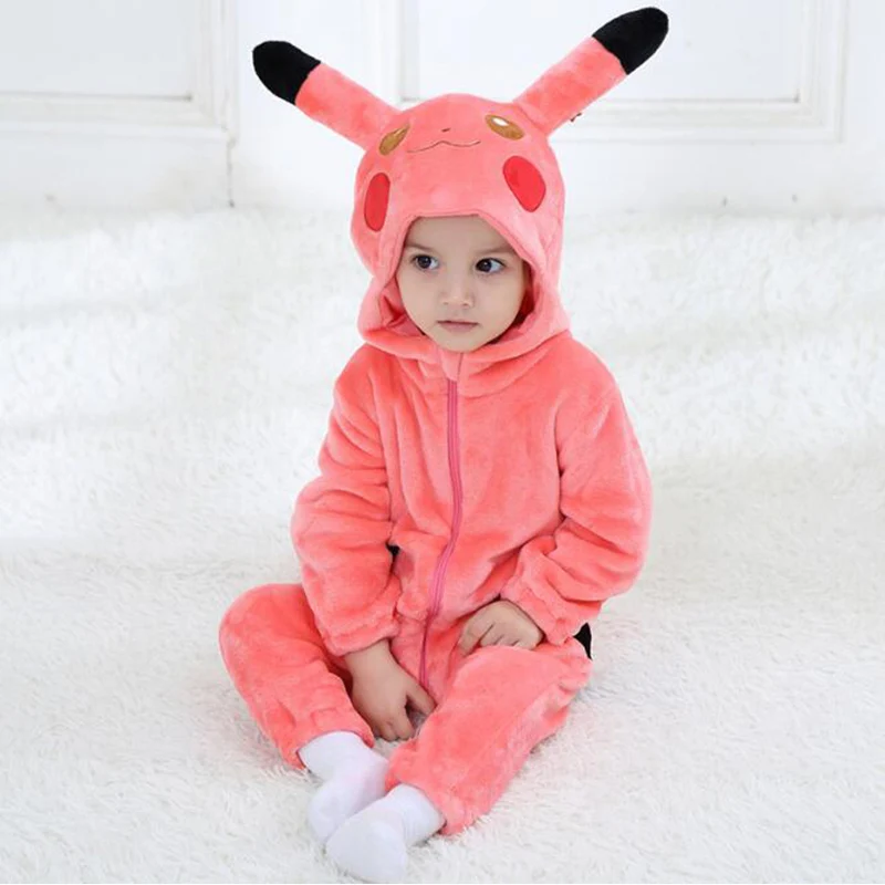 Детская розовая пижама кигуруми комбинезоны для новорожденных с животными