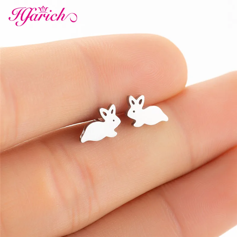 Rabbit 163 Hfarich панк серьги из нержавеющей стали для женщин и детей мульти Дракон Карта мира Череп серьги-гвоздики модные ювелирные аксессуары бижутерия - Окраска металла: Rabbit 163