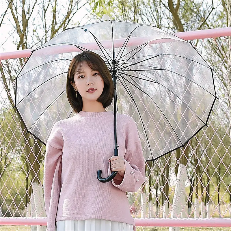 Yesello прозрачный зонтик с длинной ручкой для дождя ультралегкий Женский Детский