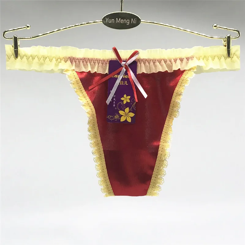 PRTYWB New Design satin panties Women underware String Thong Silk Satin Visavis Panties Sexy Lingerie butt pads santin Tanga vs |