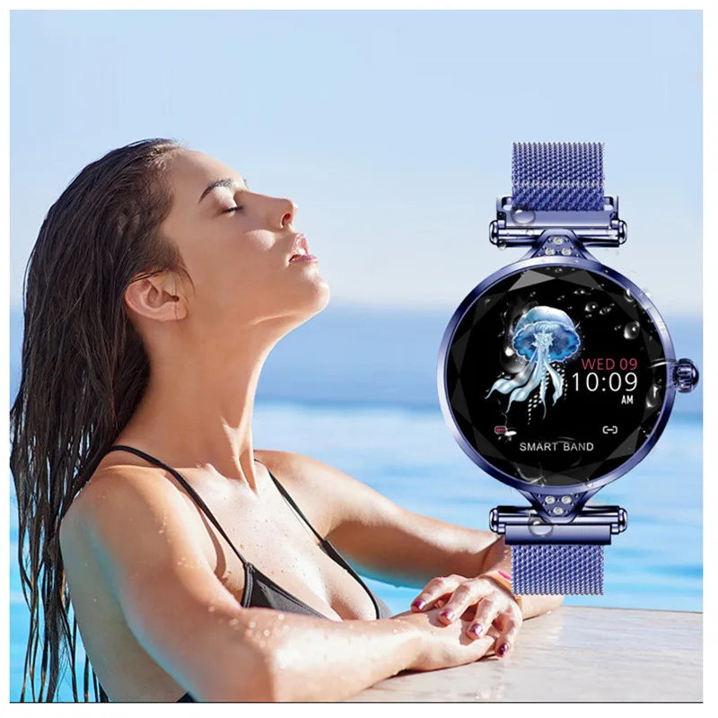 Smartwatch women+earphone/set smart watch mujer for huawei samsung iphone with heart rate monitor latest silver gold watches