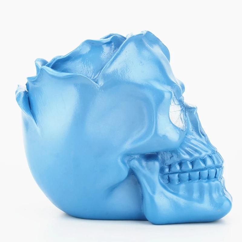 Шкатулка для хранения с синими розами и черепами женский настольный органайзер