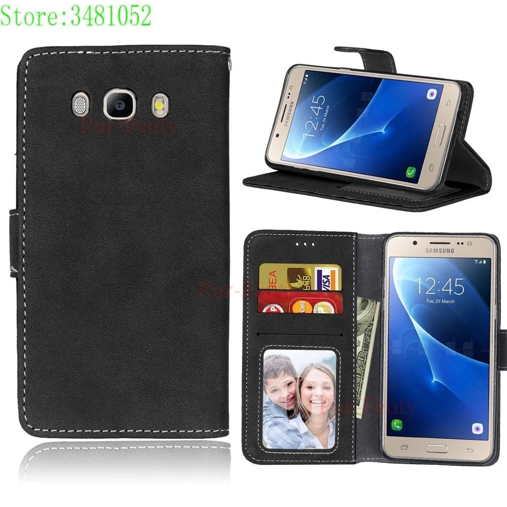 Black Флип-чехол для телефона для samsung Galaxy J5 J 5 510 J510 J510FN SM-J510H/DS J510H/DS J510F SM-J510F SM-J510FN чехол кожаный чехол - Цвет: Black