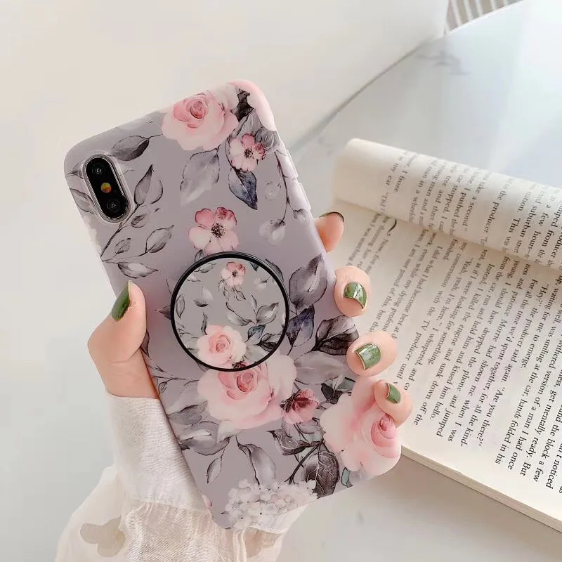 Ретро цветок растения цветы кронштейн чехол для телефона iphone X XS Max XR 7 6 6s 8 Plus