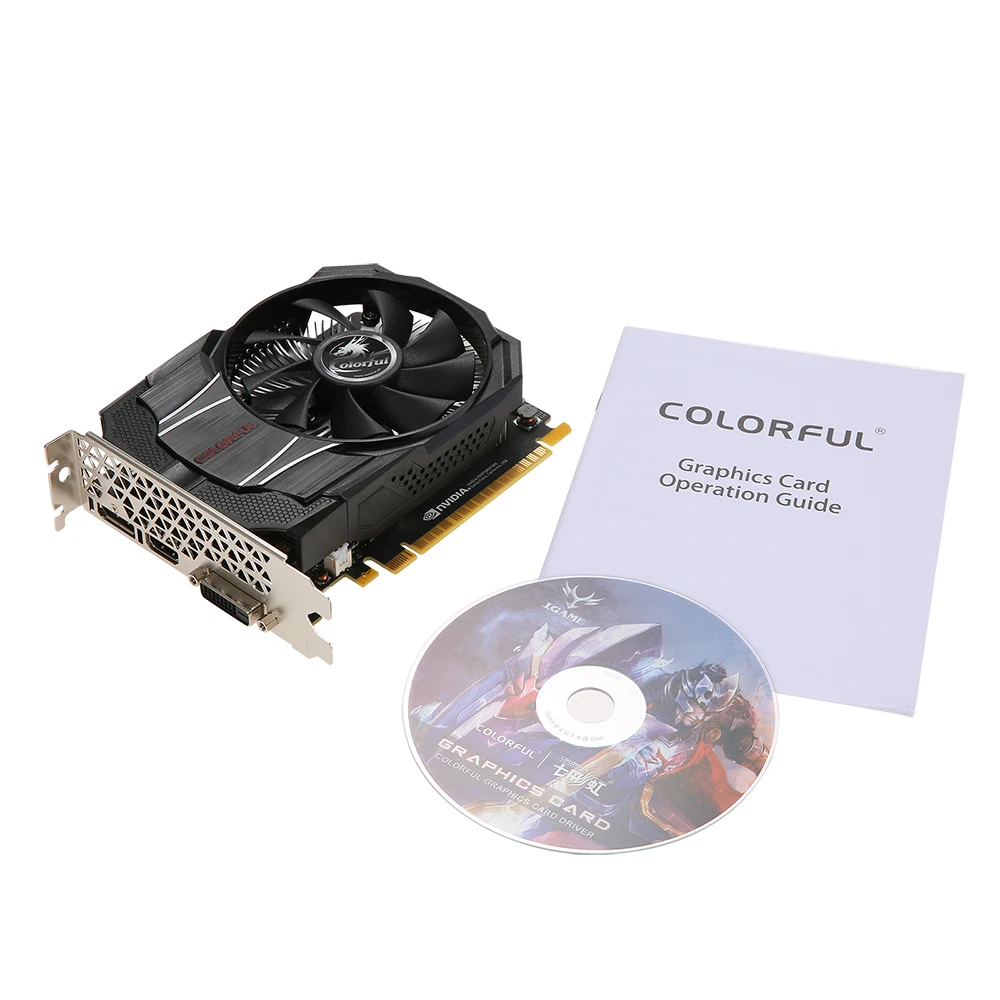 Красочная видеокарта NVIDIA GeForce GTX1050 OC 2G 1354/1455MHz 7 Гбит/с GDDR5 видеокарта 128 бит PCI-E с портом HDMI DP DVI-D