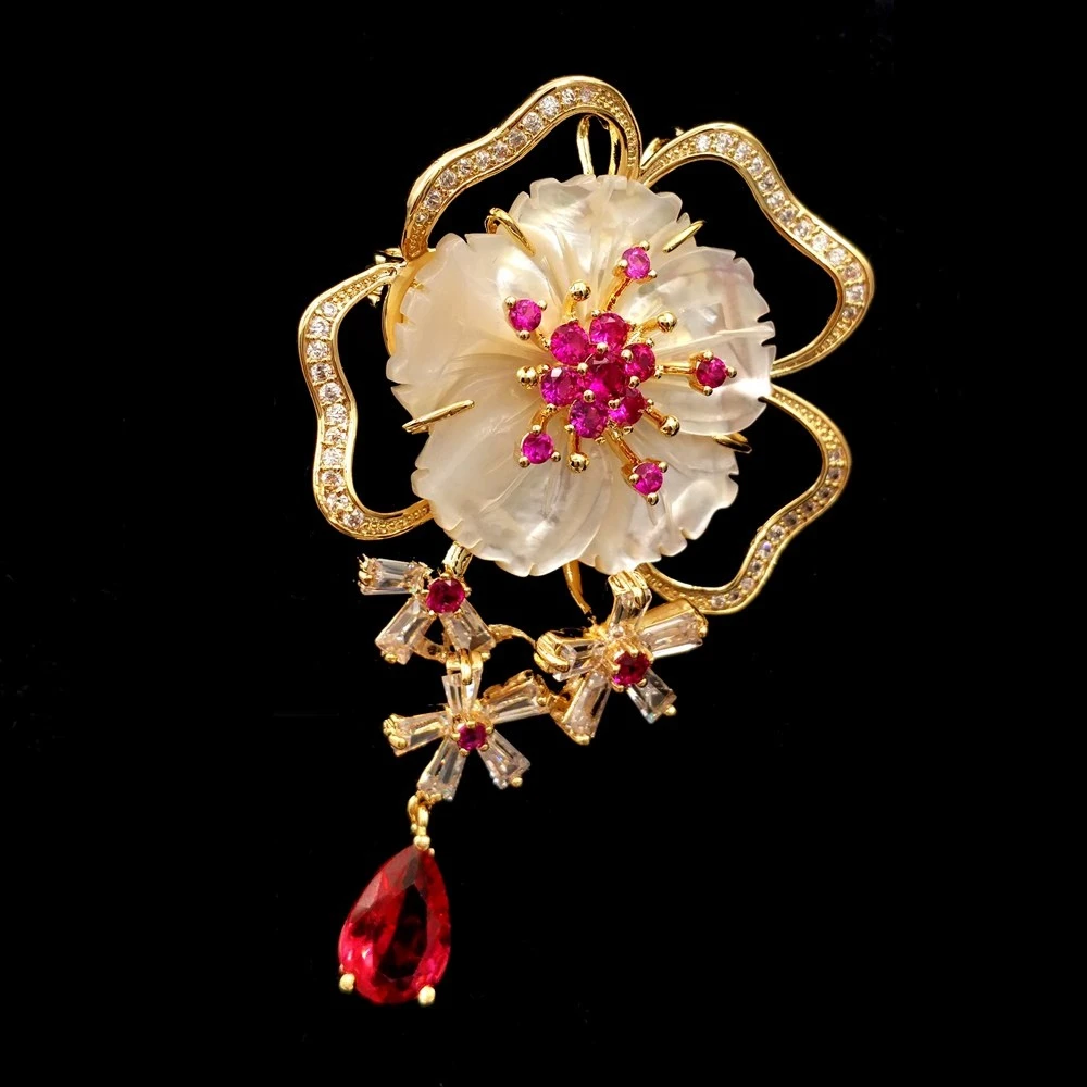 Винтажная розовая жемчужная брошь по мотивам аниме Cardcaptor Sakura золотой тон