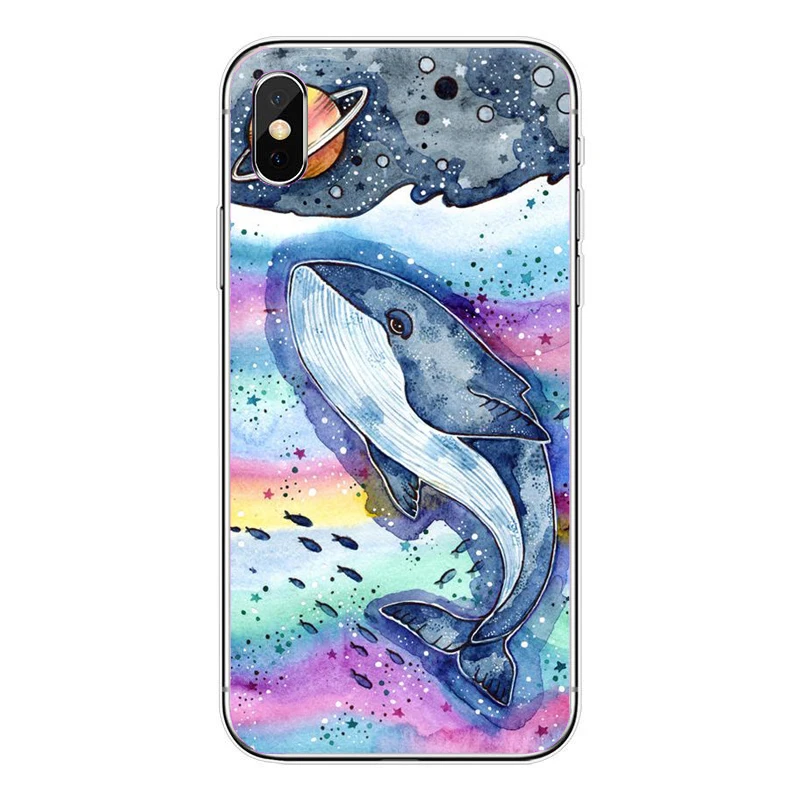 Мягкий чехол для телефона из ТПУ с рисунком морских китов акул рыб iPhone5S SE 6 6SPlus 7