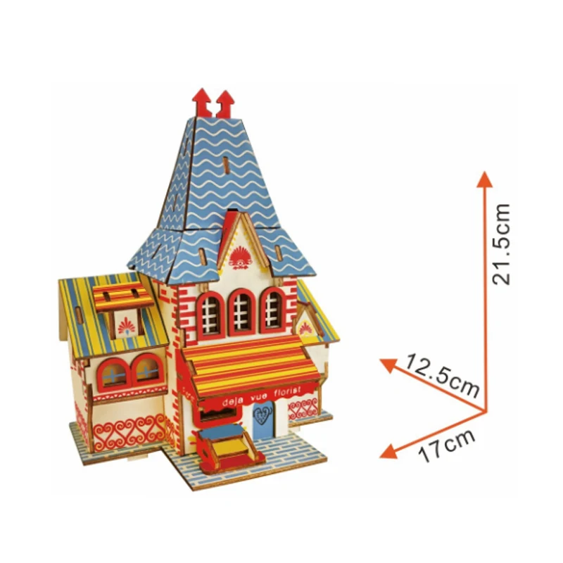 

DIY Model toys 3D Wooden Puzzle-Meet the flower shop Wooden Kits Puzzle Game Assembling Toys Gift for Kids Adult P22
