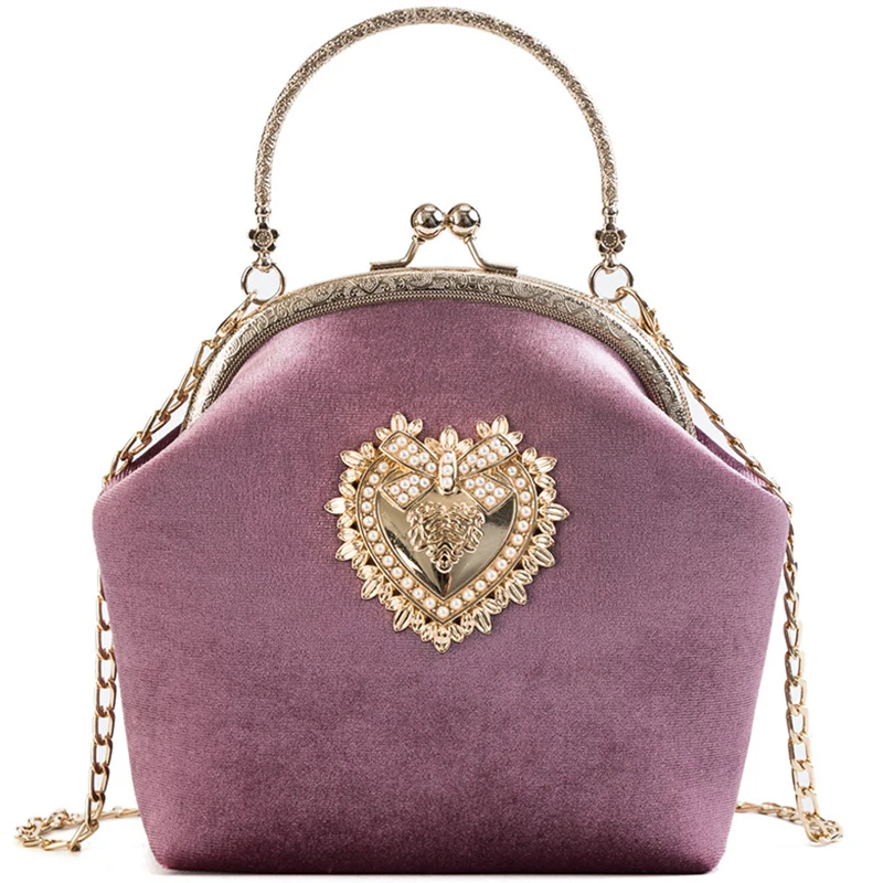 Леди бархат в форме сердца значок моды Повседневное дамы Shell-Тип сумки сумка