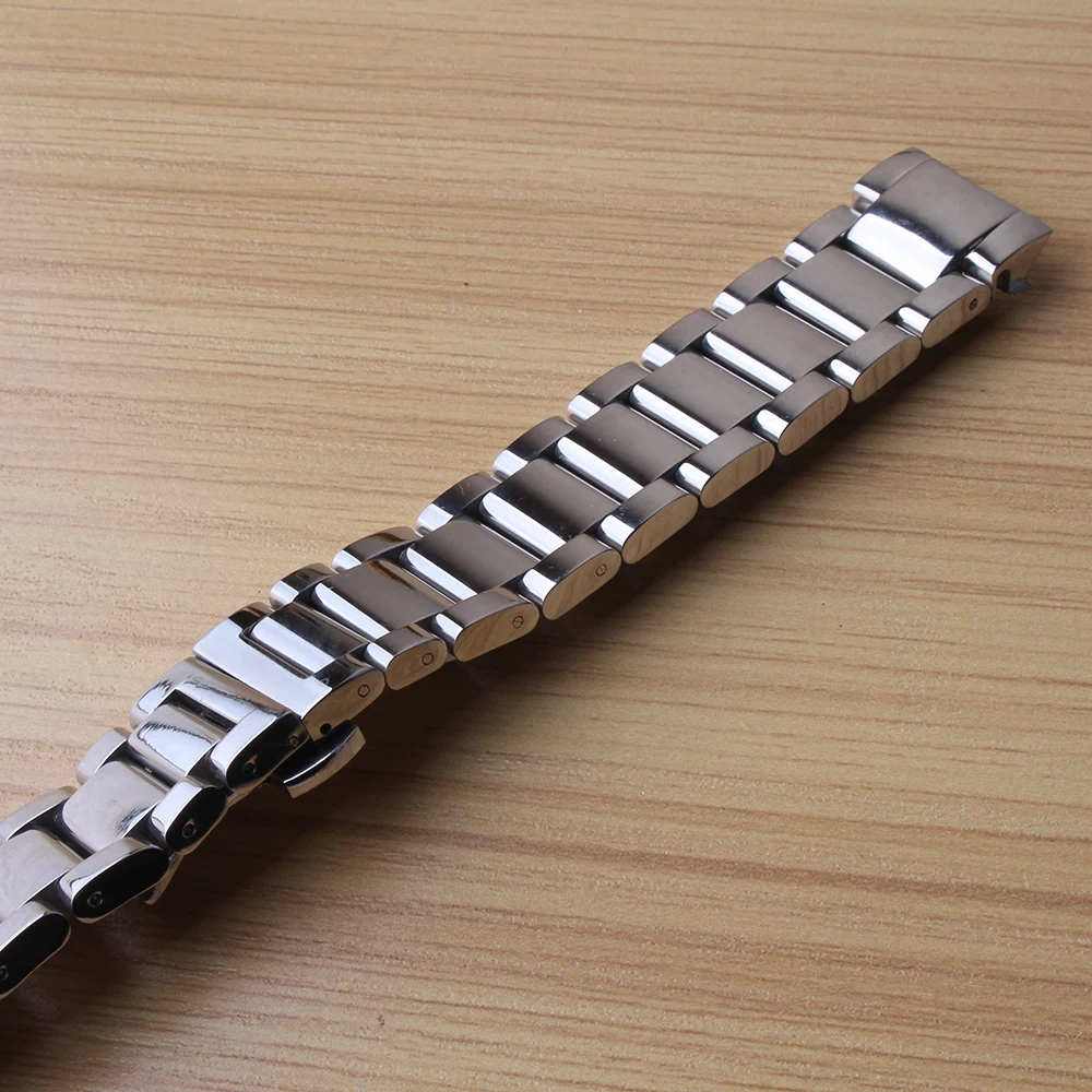 

Watchbands stainless steel polished bright Metal Watches accessories black silver 22mm for gear s3 frontier classic curved end