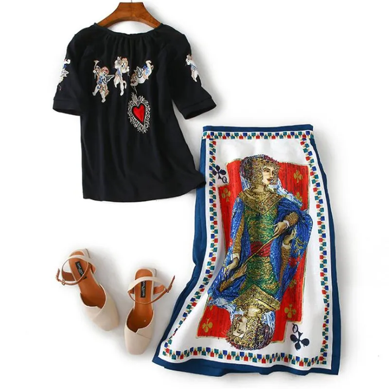 Женский летний комплект из 2 предметов шифоновая блузка с коротким рукавом и юбка