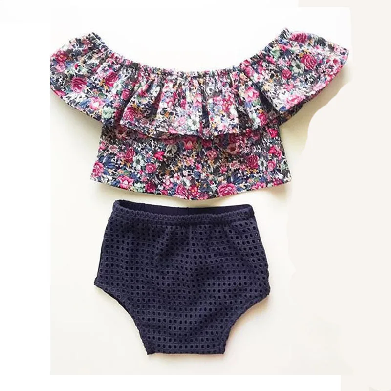 clothes set Одежда для маленьких девочек, верхняя одежда Одежда для новорожденных Летний детский костюм ползунки, комплект детской одежды, топ с оборками, шорты - Цвет: clothes set