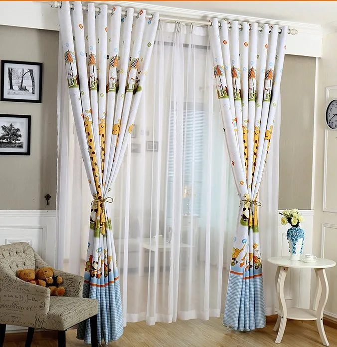 Светонепроницаемые шторы для детской комнаты с животным принтом занавески