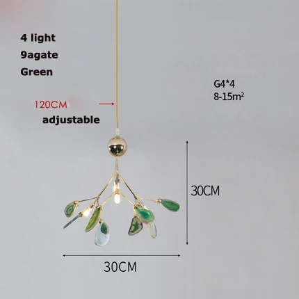 4light green G4 led железные в стиле постмодерн Агатовая люстра светлячок. Люстра освещение подвесной светильник Lampen Lustre для столовой фойе - Цвет абажура: 4light green