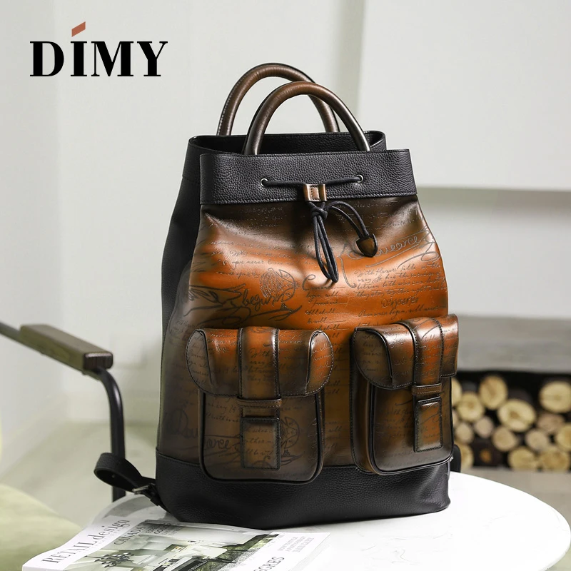 Женский рюкзак из телячьей кожи DIMY сделанный вручную с патиной 100% натуральный