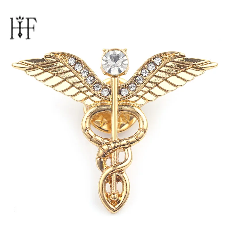 3 цвета большая брошь Caduceus 2 см Нагрудный значок булавка для мужчин стержень Asclepius