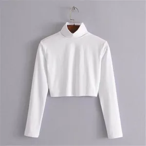 Женская футболка с длинным рукавом, однотонная белая Облегающая водолазка, модель W3, осень 2018